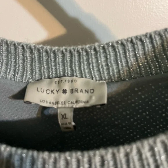 Lucky brand light blue with sparkles sweater.  Size XL - Picture 2 of 7